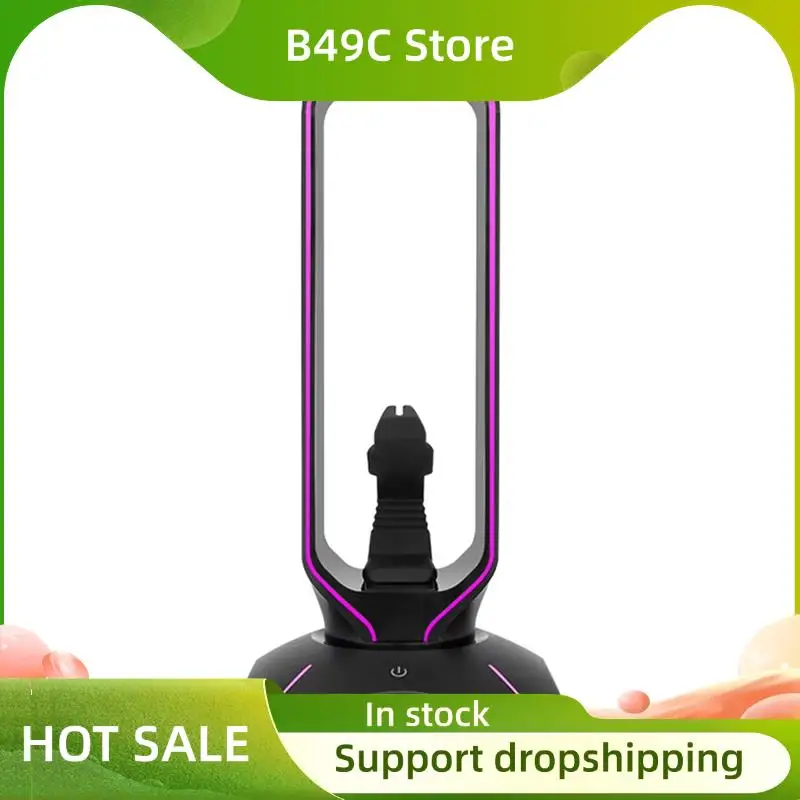 

B49C RGB подставка для игровых наушников, держатель для гарнитуры с мышью, банджи-шнур, полка для настольного дисплея, черный
