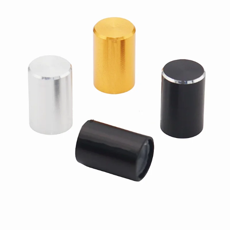 10pcs black silver aluminum alloy knob switch cap / 10mm*15mm hole 6MM amplifier audio volume potentiometer DIY knob cover