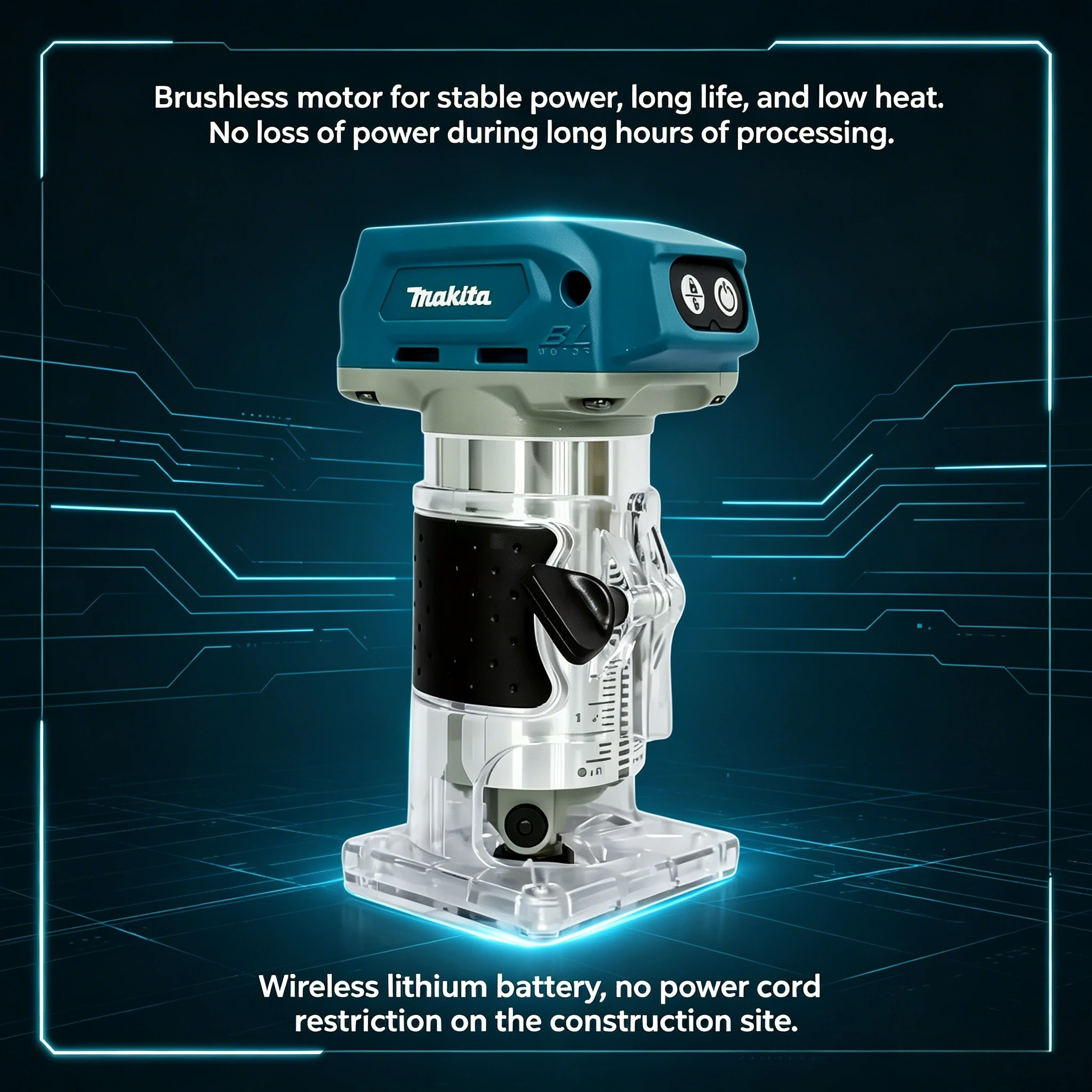 Makita DRT50 Cordless Brushless Trimmer - Rechargeable Woodworking Router for Slotting, Milling & Engraving (Body Only)