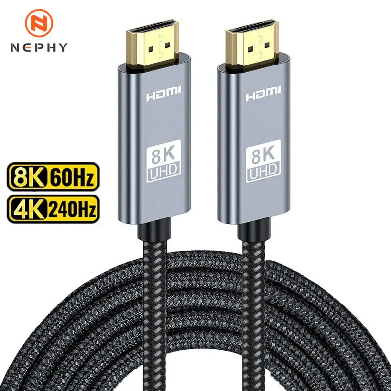HDMI 8K Cable 8K/60Hz 4K/120Hz UHD HDR 48Gbps Adapter HDMI Cable for devices large laptops super high-definition TV projectors