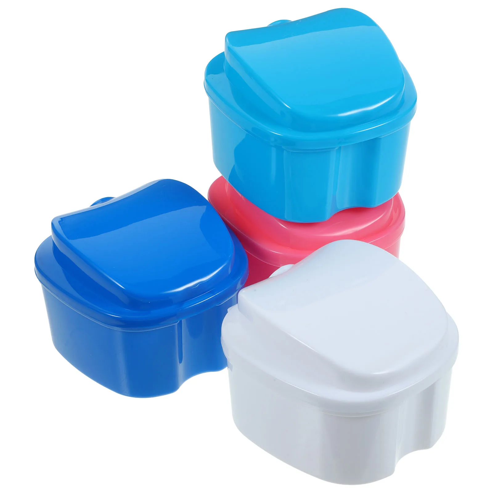 

4pcs Denture Box Retainer Container Portable Travel Case Vent Holes Compact Holder False Teeth Safe Durable Storage Supplies