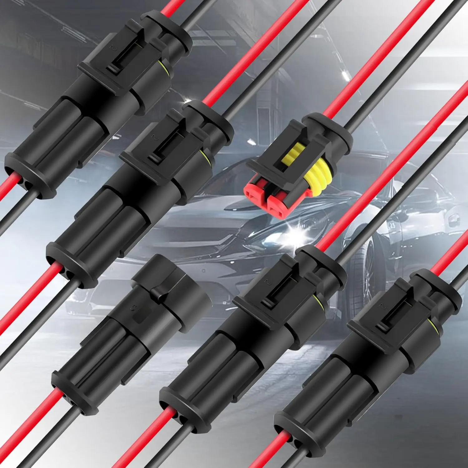 10pcs/5sets 2 Pin Way Connector Waterproof Connectors Male & Female Way  Wire For Car Truck Boat Electrical Connector