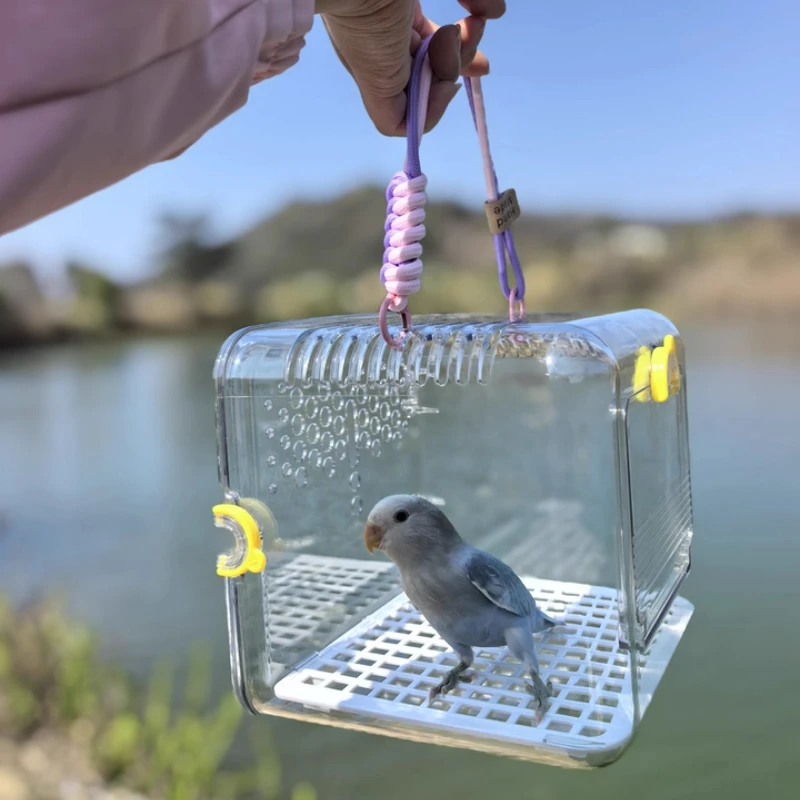 Bird Carrier Portable Clear Cage for Travel Outdoor Use Lightweight Breathable with Secure Lock Convenient Travel for Parakeets