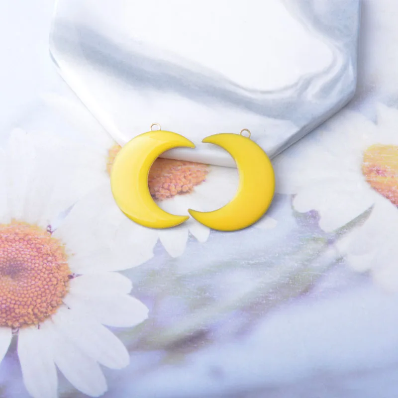20 Stück Emaille Mond Charms Kupfer Öl tropfendes Ohr Anhänger DIY Schmuck Ohrring Halskette Zubehör – Detail 4