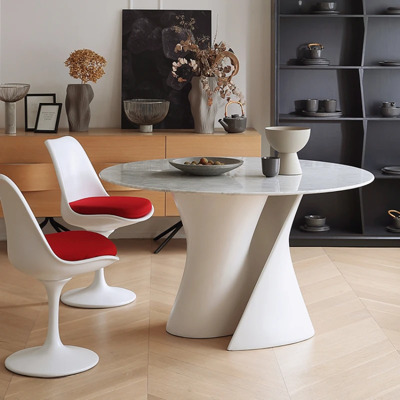 

Small Unique Dining Table Kitchen Luxury Turntable Luxury Stone Round Tables Marble Modern White Mesas De Jantar Furniture