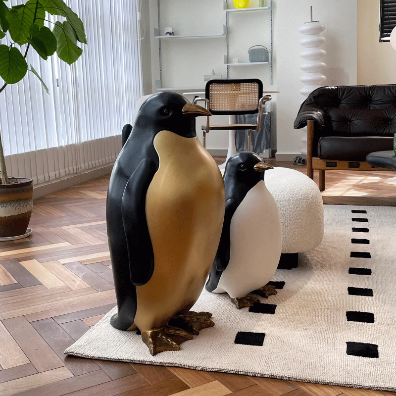 Penguin Figurines Nordic Cute Pet Sculpture Home Living Room Sofa Beside Bedroom Decoration Accessories Funny Holiday Gifts