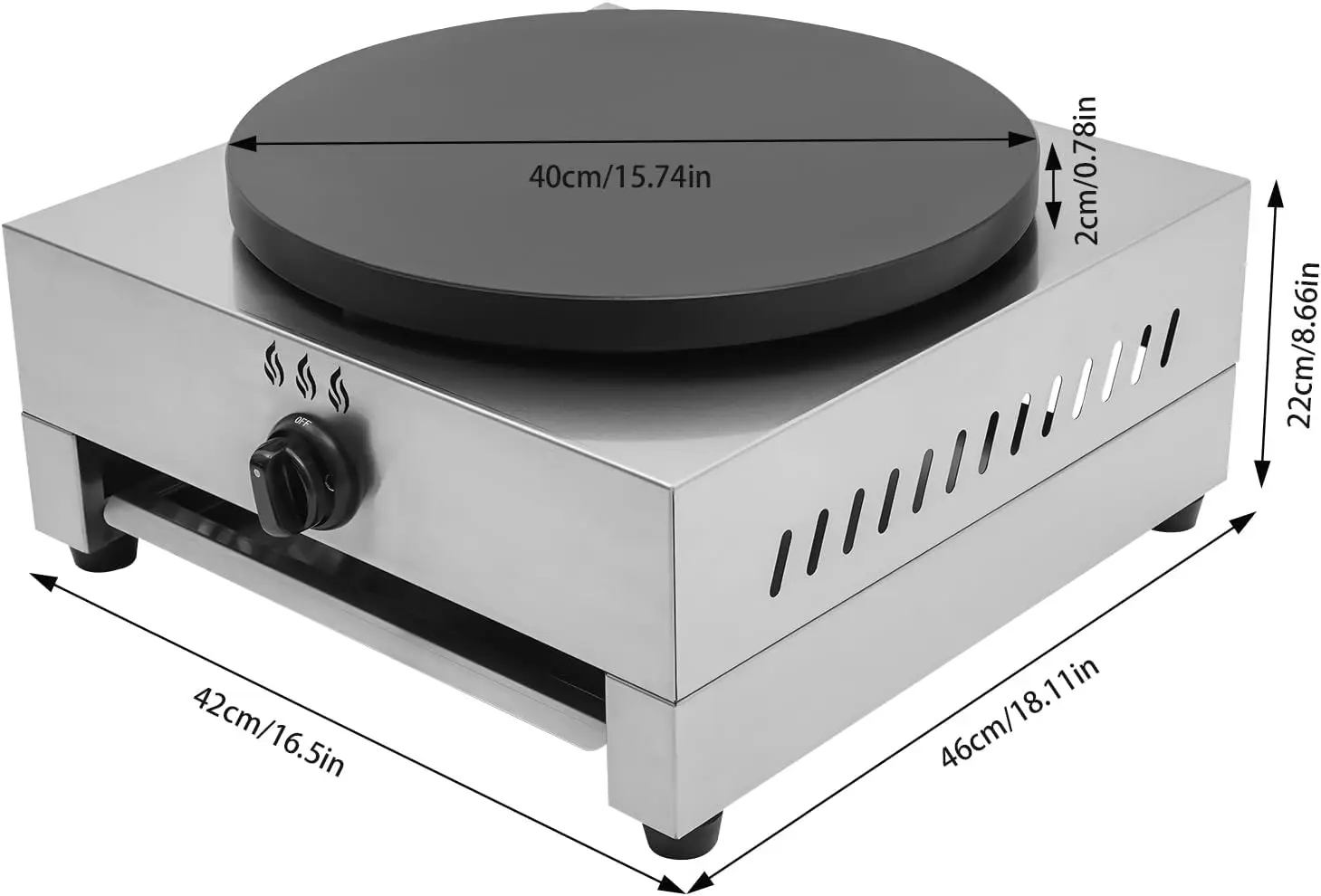 صانع الفطائر التجارية 16 بوصة فطيرة فرن كبير لوحة الفولاذ المقاوم للصدأ الألومنيوم كونترتوب فطيرة صانع فرن فطيرة الغاز ل