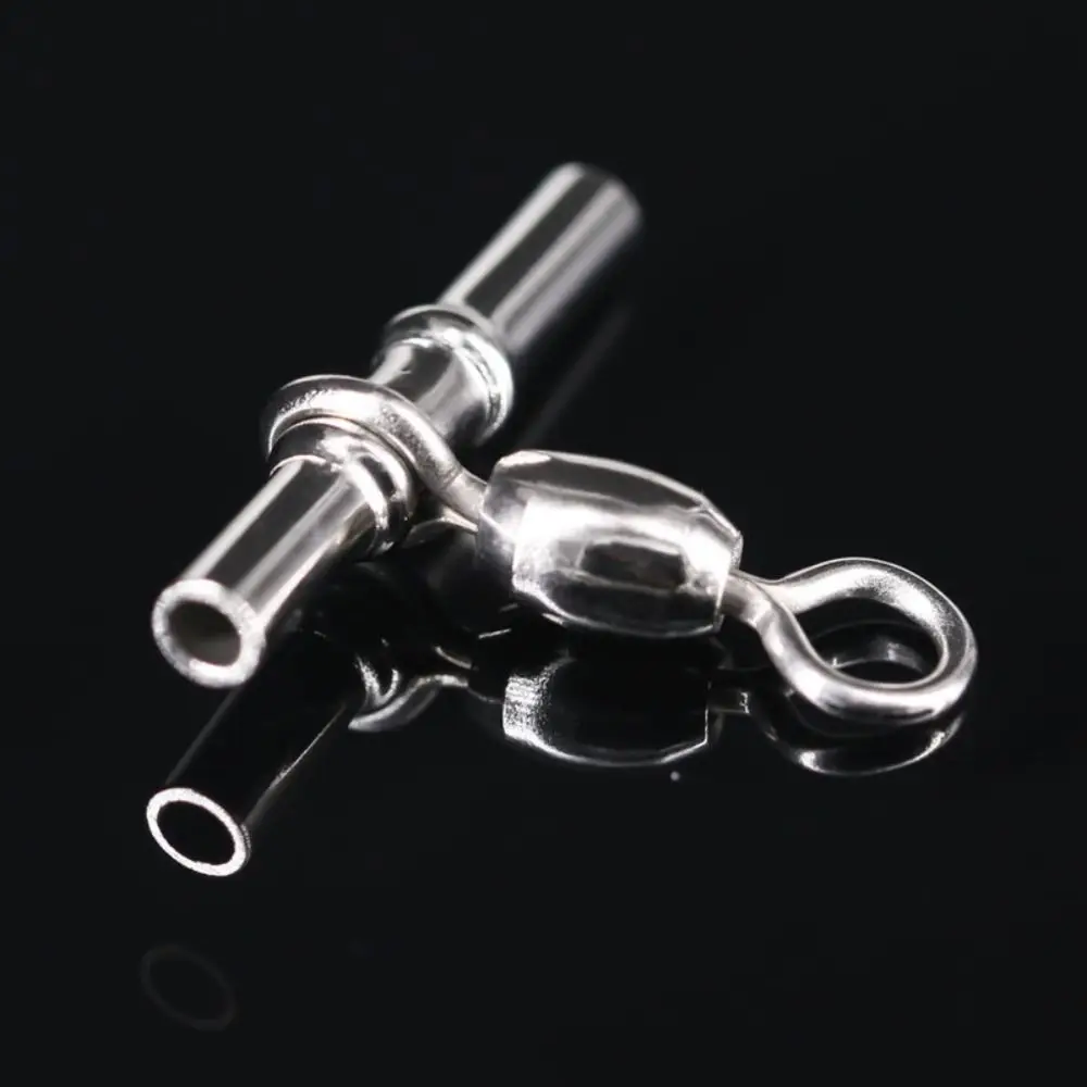 20pcs/pack Cross-Line Fishing Tackle Metal T-Shape Crimp Sleeve Fishing Swivel 3 Way Durable Fishing Connector Deep Drop Rigs