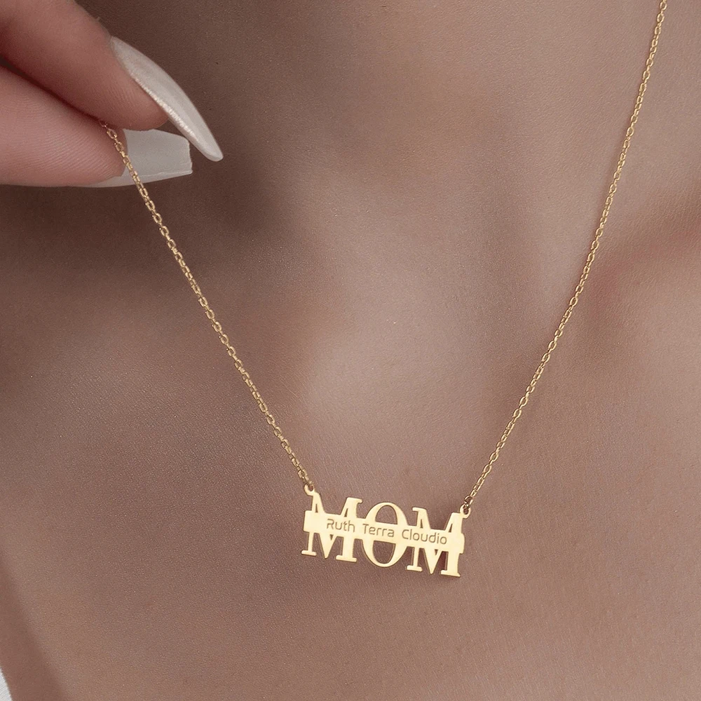 Colar personalizado para mãe, colar com nome de aço inoxidável personalizado, presente para mãe e avó, joias para dia das mães, moda 2025