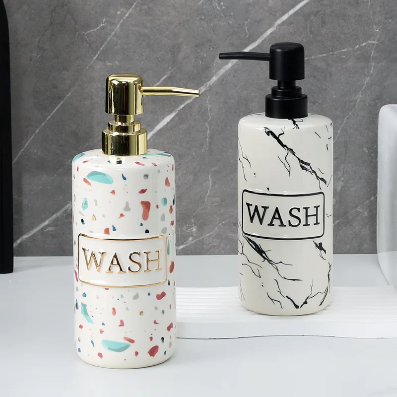 

500ML European-style Ceramic Lotion Bottle High-end Bathroom Soap Dispenser Household Shampoo Body Wash and Toner Storage Bottle