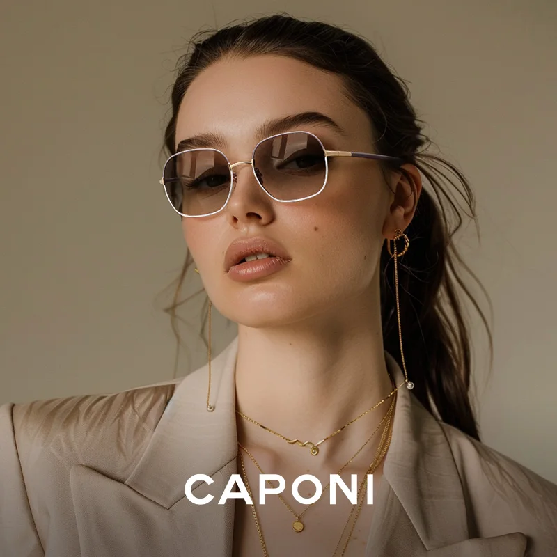 

CAPONI Women's Sunglasses Fashion Square Trendy Style Sun Glasses Gradient Lenses UV400 Protection Eyewear Pack With Box CP21032