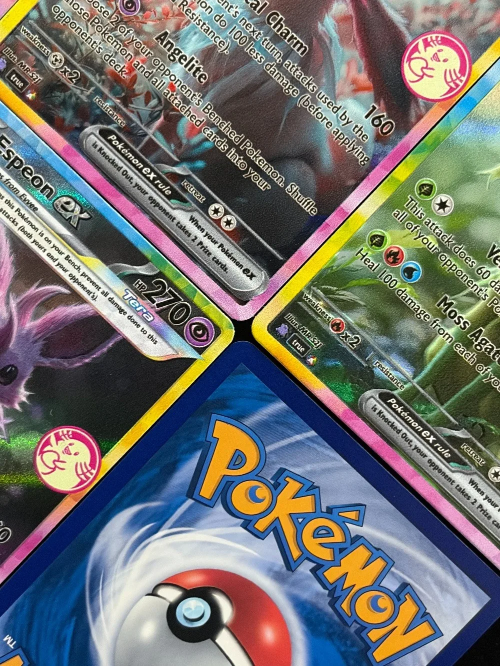 بطاقات البوكيمون Umbreon Sylveon Leafeon Eeveelution سلسلة العالم الحقيقي بطاقات تداول هولو النادرة الإبداع بطاقات البوكيمون PTCG هدية