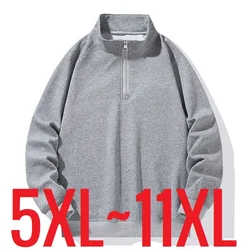 Big Size Clothing Store Sweatshirt Men Half Turtleneck Zip-up Long Sleeve Pullover Male Loose Fit Spring Autumn Large Plus 10XL