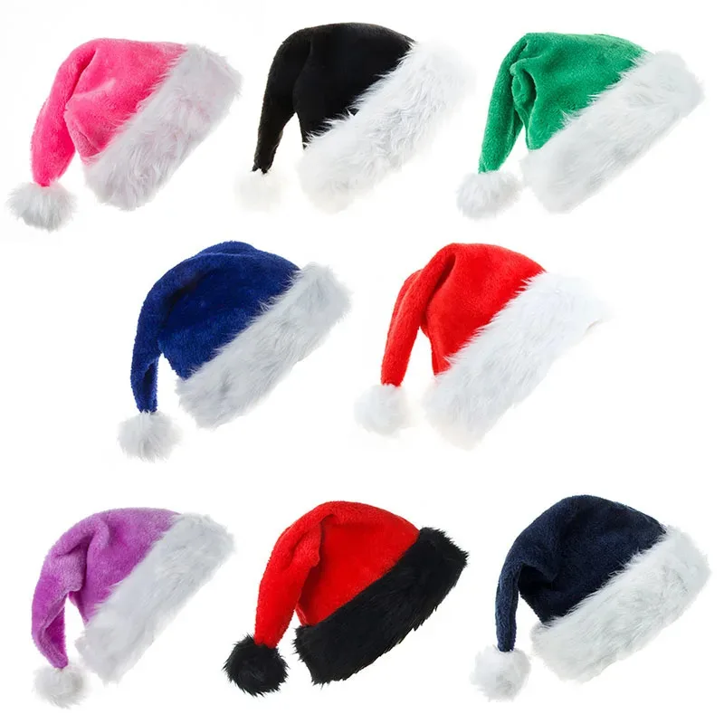 

Colorful Large Adult Plush Christmas Hat Comfortable and Soft Felt Cap for Festival Santa Claus Christmas Party Decoration