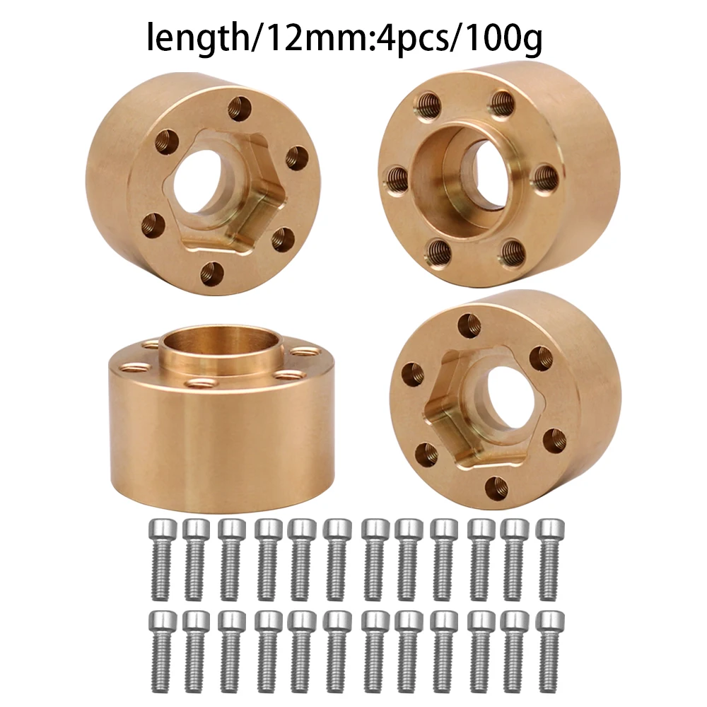 Messinggewichte, 12 mm Rad-Sechskantnabe, erweiterter Adapter für 1/10 RC Crawler 1,9 2,2 Zoll Räder, Felge, Axial SCX10, TRX4, Gegengewicht