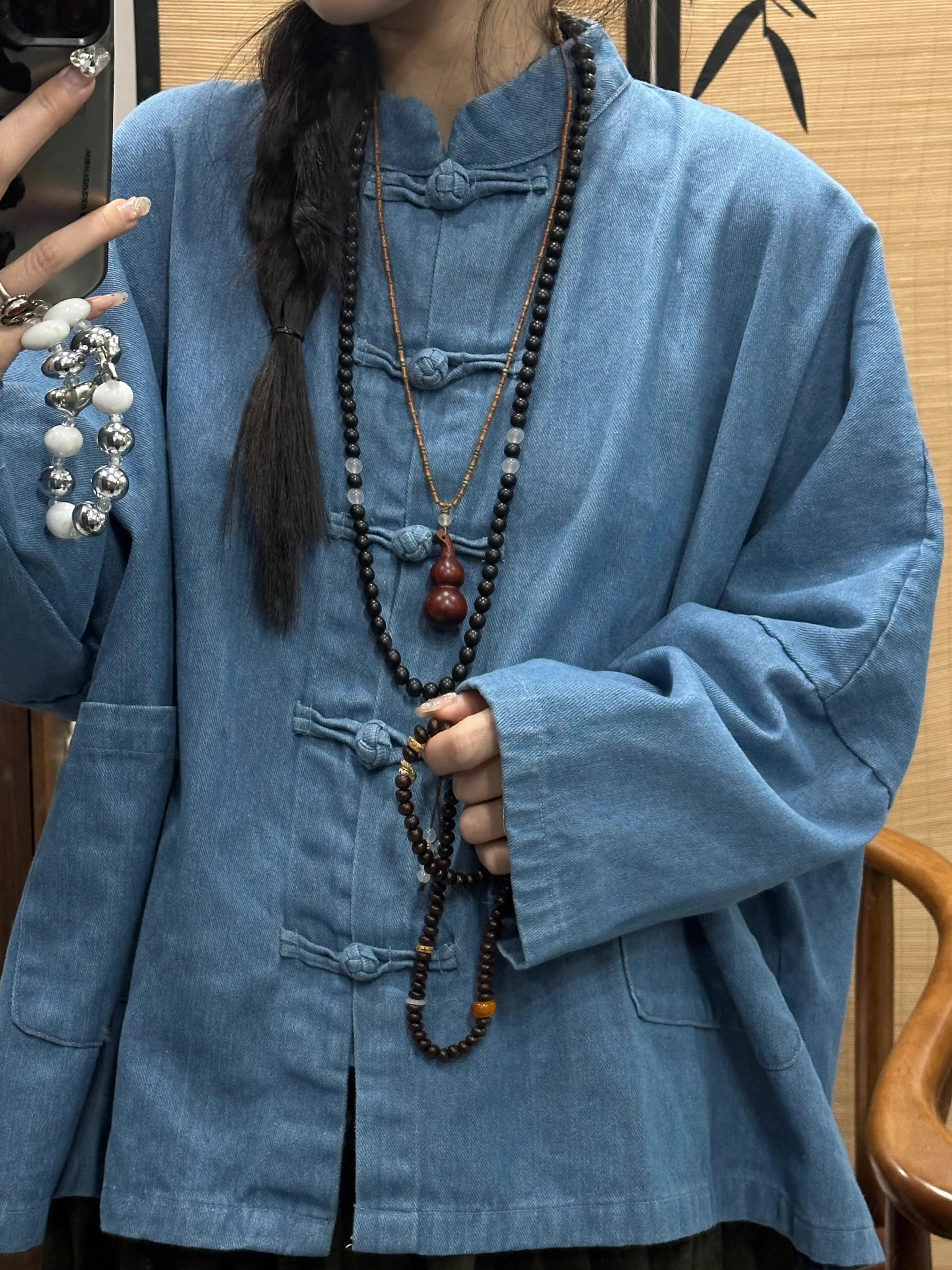 New Chinese Style Women's Shirt with Button Design Zen Style Cotton Coat Set Autumn Fashion Traditional Hanfu Clothing