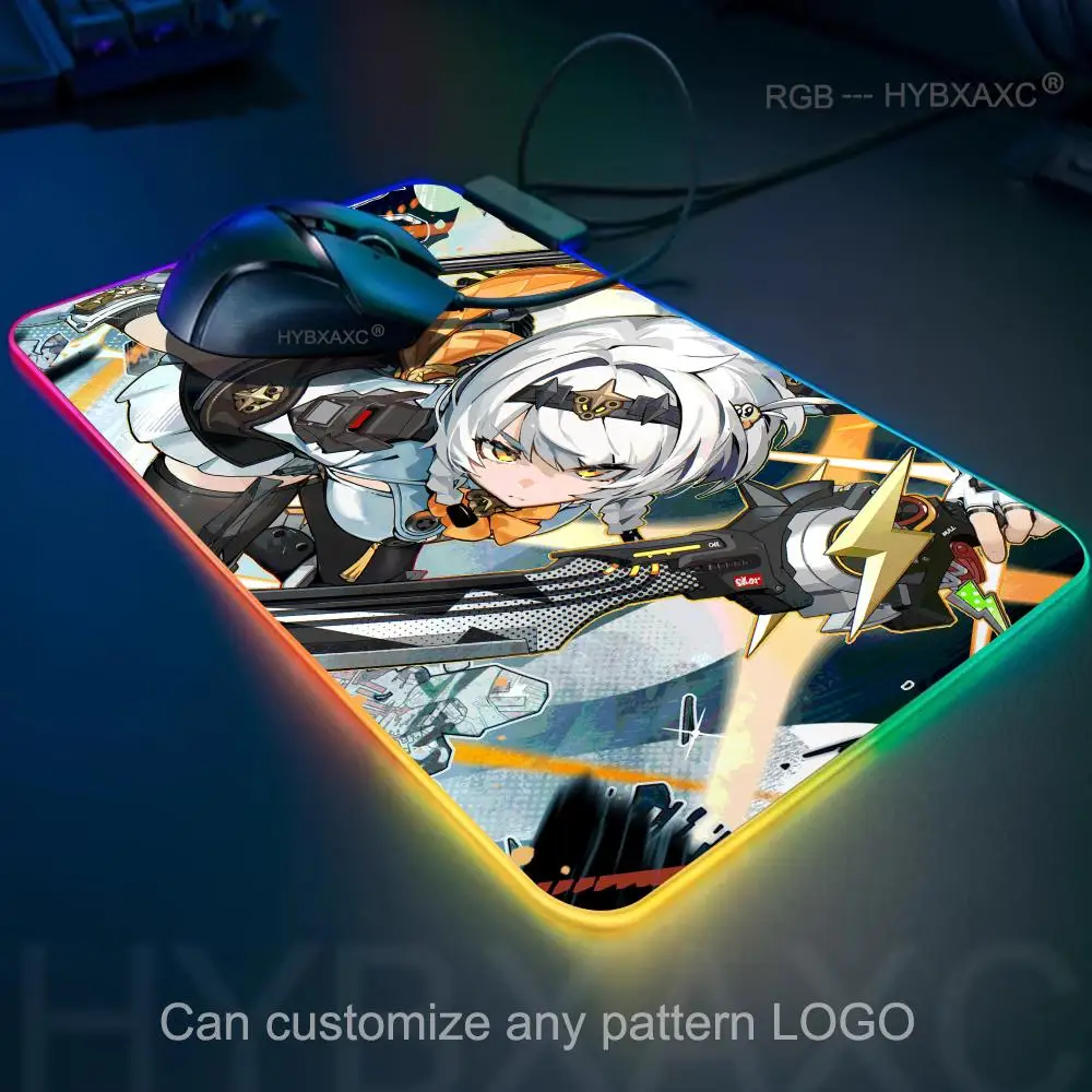 Anby Demara RGB Mousepad Zenless Zone Zero Mouse Pad Gaming Desk Mat HD Gamer Grande luce LED XXL MousePad PC Computer Tappeto