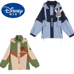 Disney Zootopia Judy Nick Jacket Cartoon Rabbit Fox Racer Windproof Hoodie Cute Hip Hop Biker Camping Outerwear