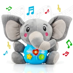 Elephant Parent-Child Enlightenment Toy Doll With Electric Sound And Light Music Baby Soothing Plush Toy Gift For Boys And Girls
