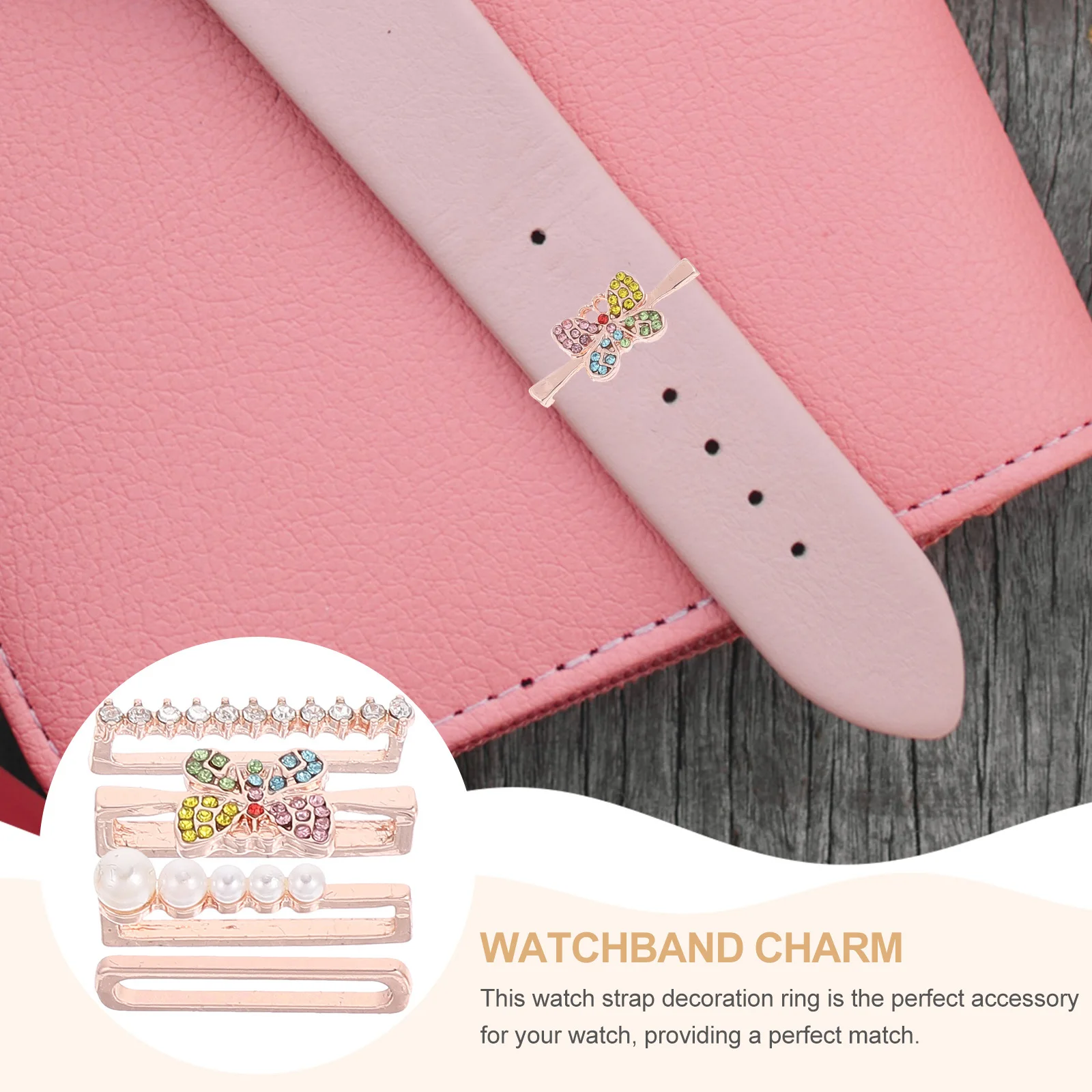 

4Pcs Watchband Ornaments Sturdy Metal Material Bling Charms Easy to Wear Fashionable Elegance Watch Band Bling Charms