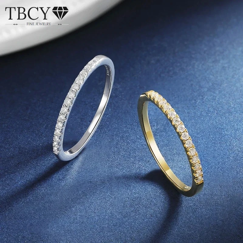 

TBCYD D Color 1.5MM Moissanite Rings Half Eternity Band Round Cut Diamond Ring S925 Silver 0.22CT Finger Ring Fine Jewelry Gift