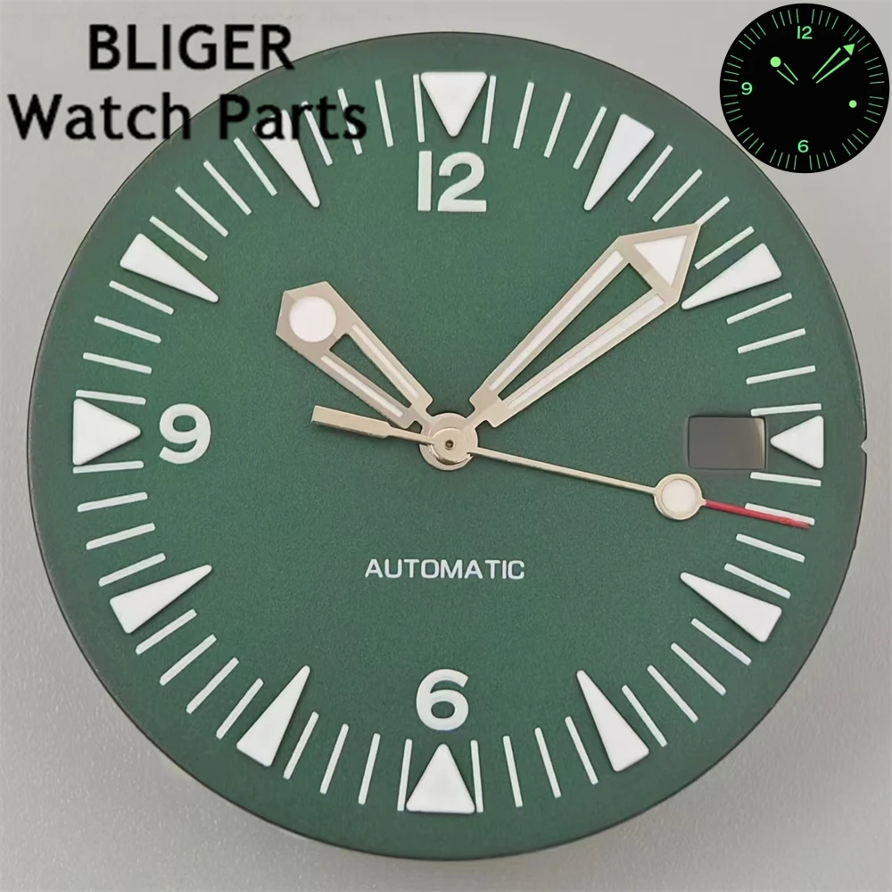 BLIGER orologio quadrante nero verde quadrante verde luminoso Fit movimento NH35 NH36
