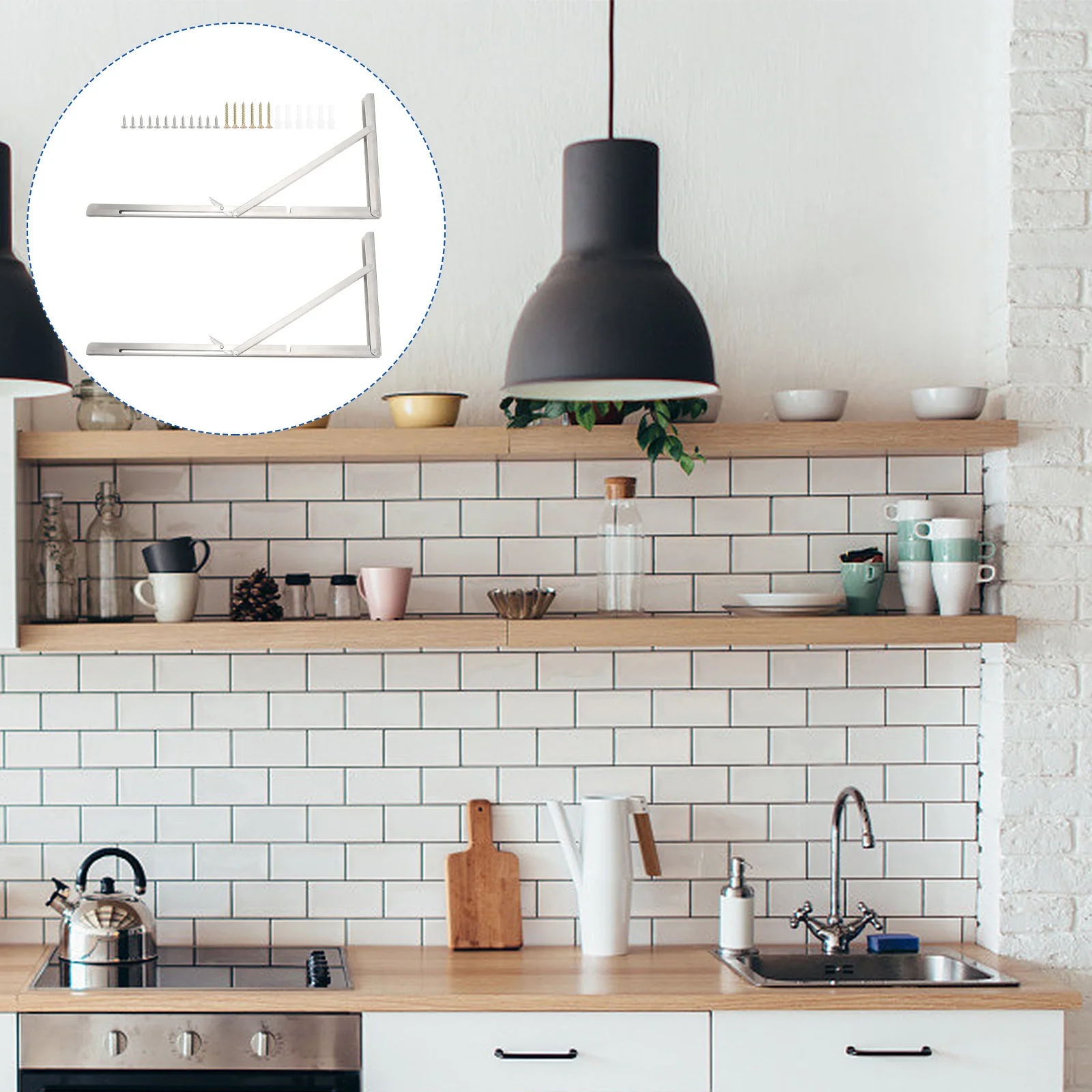 

2 шт. складные кронштейны из нержавеющей стали, сверхмощные складные опорные стеллажи для полок, столов, хранения микроволновой печи