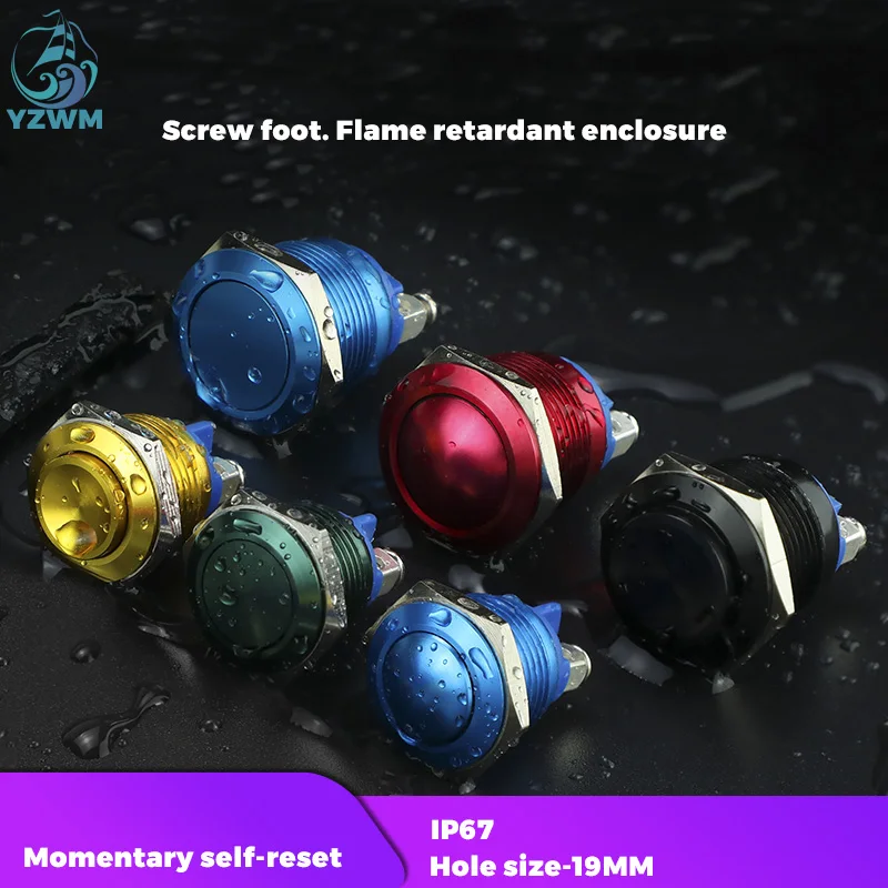 YZWM 19mm Metal Button Switch Access Control Switch Spherical High Head Flat Arc Circle Start Self Reset Switch Screw Bottom image 5