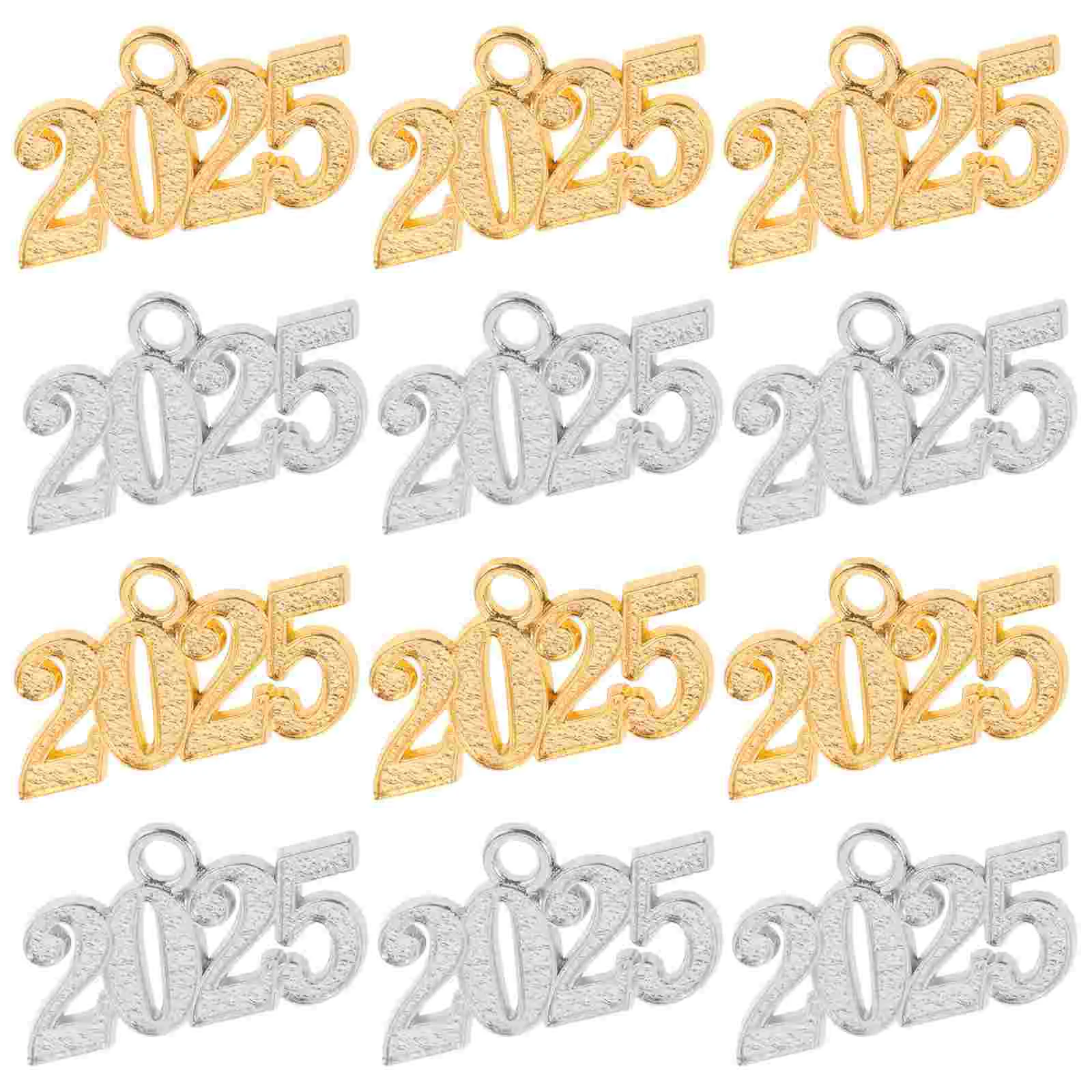 12 Pcs 2025 Pendant Italian Charm Bracelet Necklace New Years Charms Pendants Jewelry Miss