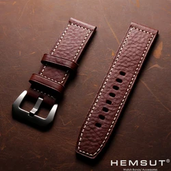 HEMSUT Italy Geunine Leather Watch Band 20 22 24 26MM Retro Vintage Handmade Cowhide Watch Straps For Men Women