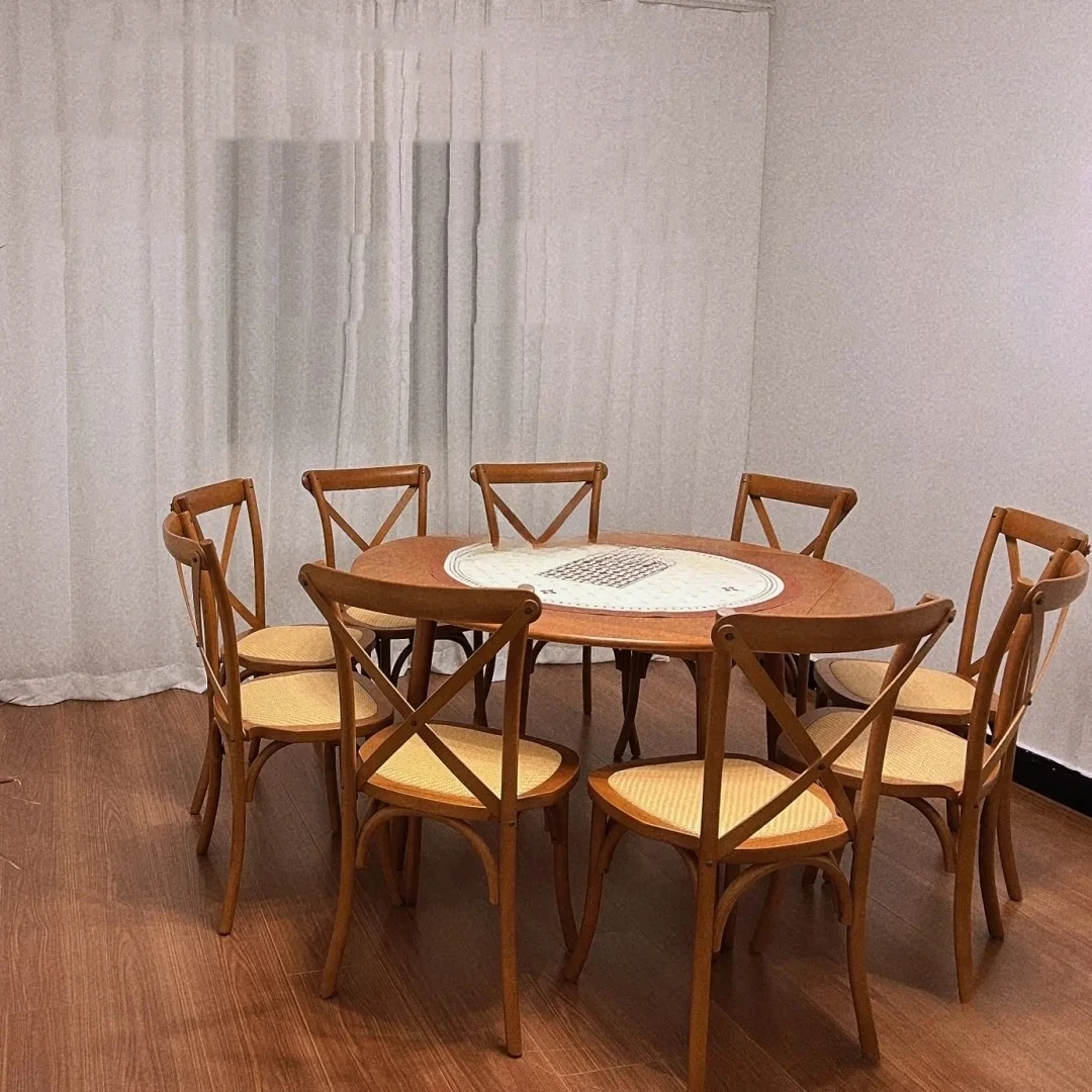 

Деревянный штабелируемый стул KD X для свадебной вечеринки, оптовая продажа, штабелируемый деревянный стул с перекрестной спинкой, сиденьем из ротанга или сиденьем из цельного дерева