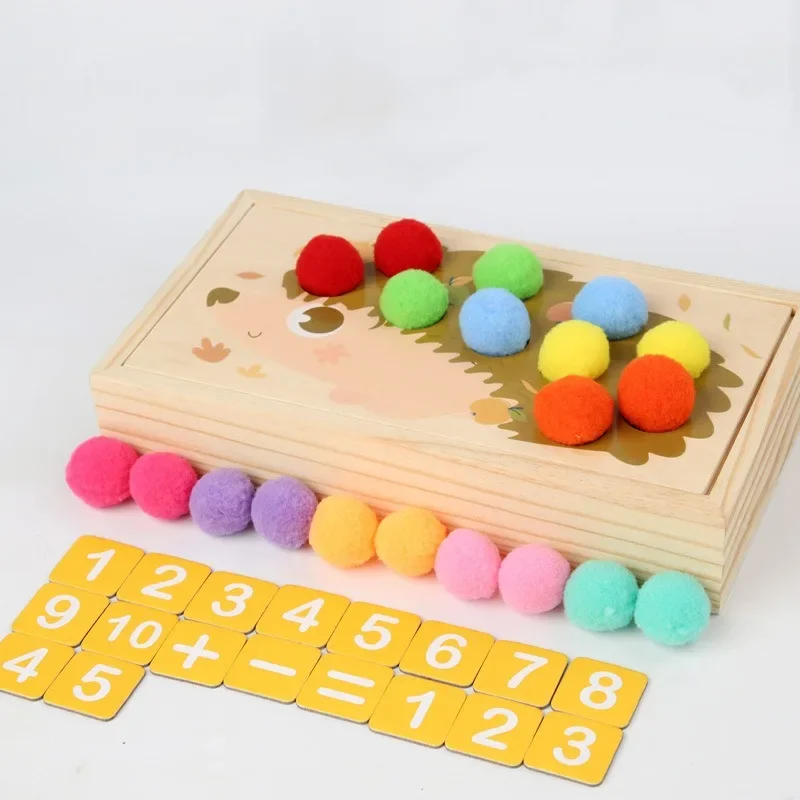 Número das crianças conjunto de iluminação aprendizagem adição subtração brinquedos crianças de madeira dos desenhos animados animal cor cognição ensino aids