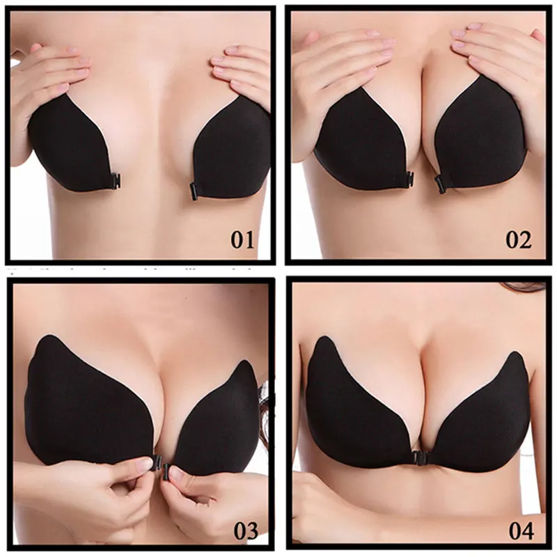 Invisible Push Up Bra Backless Strapless Bra Seamless Front Closure Underwear Self-Adhesive Bralette Women\'s Sticky Lingerie