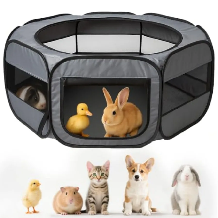 

Extra Large Small Animal Playpen, XL Portable Pet Playpen for Rabbit, Kitten, Guinea Pig, Hamster, Puppy Waterproof Foldable Me