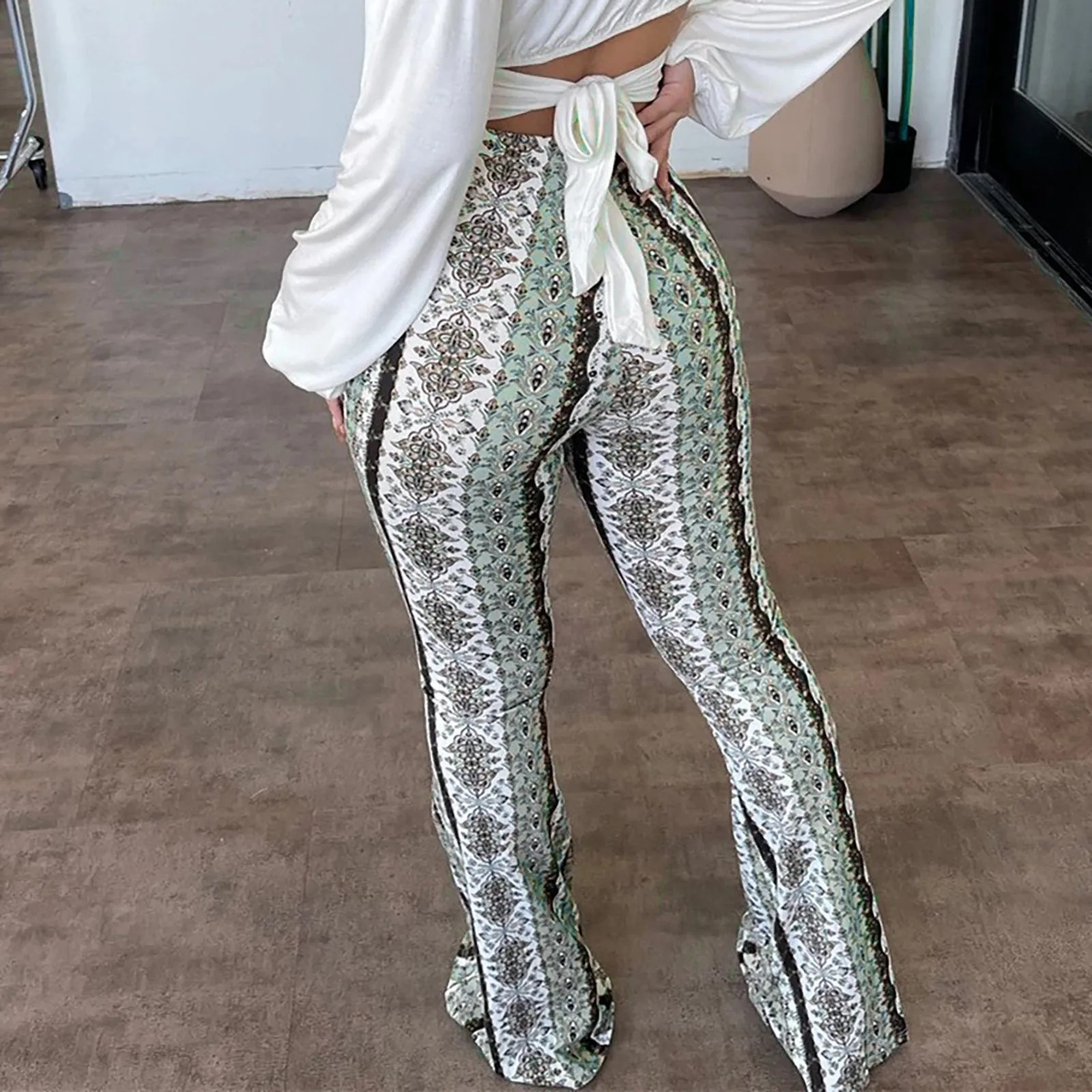 

Women's Casual High Elastic Tight Sexy Micro Cropped Printed Pants Cargo Sweatpants for Women