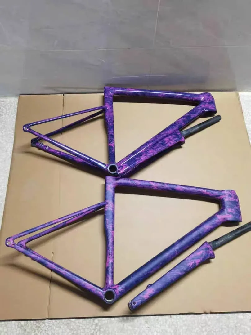 

Newest style paint road bike carbon frame matt&glossy purple blue bicycle carbon frame ud T1000 disc cycling framework bsa 49-58