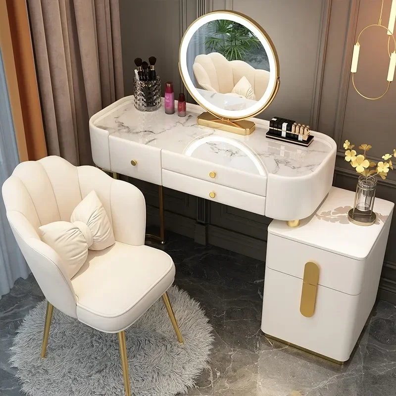 Minimalist Light Vanity Table Wooden Luxury Makeup Storage Vanity Table Mirror Drawers Tavolo Da Trucco Salon Household Products