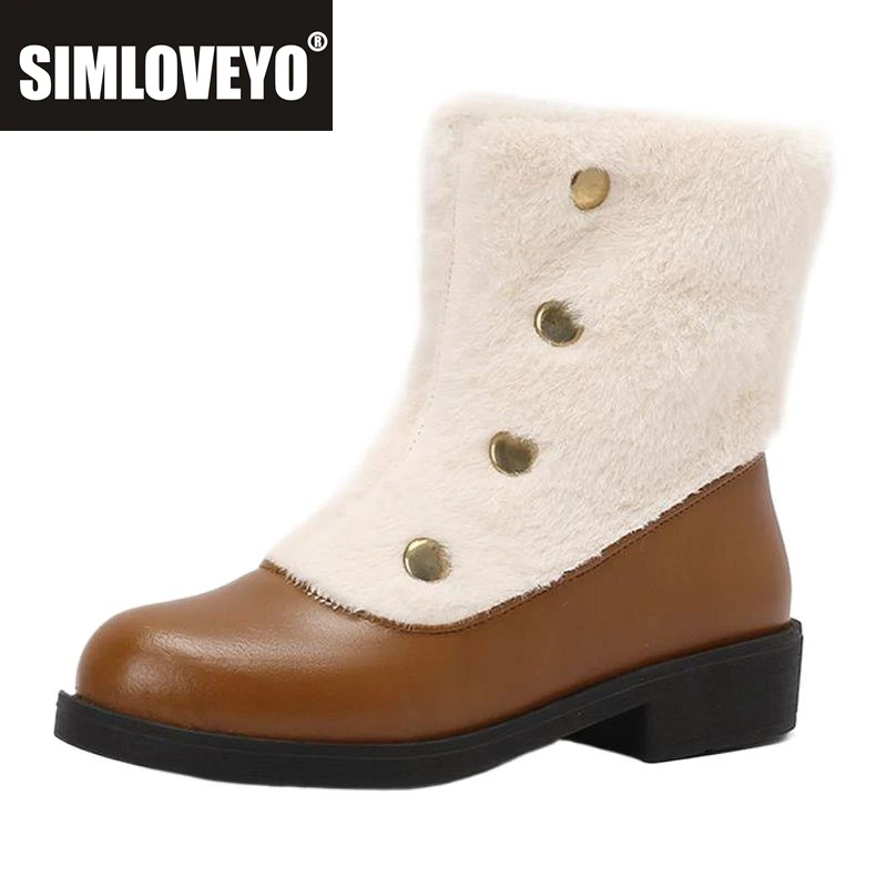 

SIMLOVEYO зимние ботинки с круглым носком, толстый каблук 3,5 см, украшение, 46, 47, 48, повседневные ботильоны для отдыха