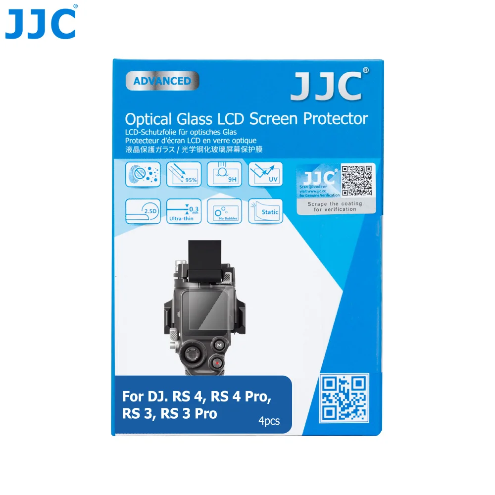 Jjc 4 Stuks Schermbeschermer Voor Djirs 4/Rs 4 Pro/Rs 3/Rs 3 Pro Accessoires Gehard Glas Anti-Kras Screen Protector Film