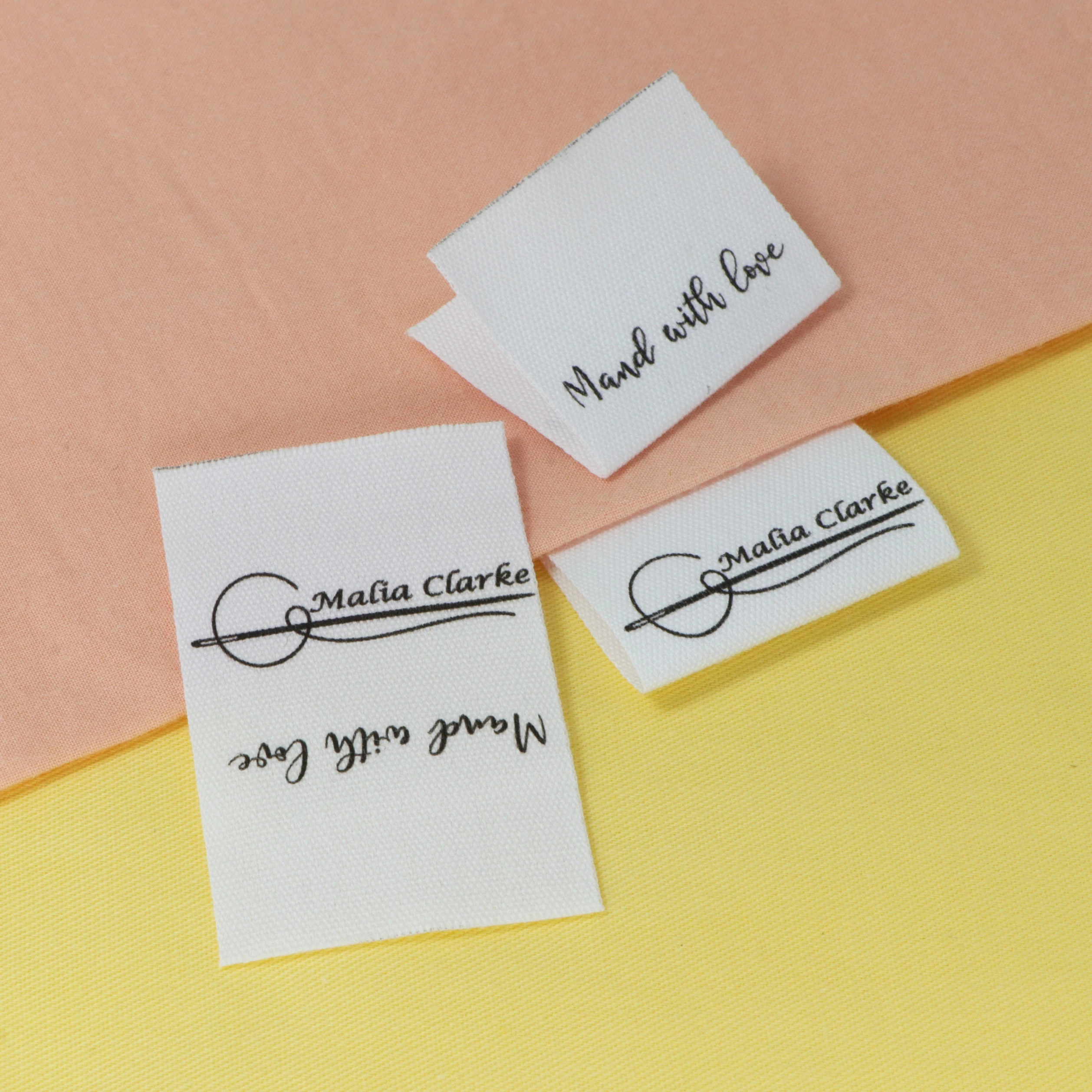 Sewing labels / Custom brand labels, Clothing Labels, Sewing Machine, Fabric 100% cotton,  Custom text (FR091)