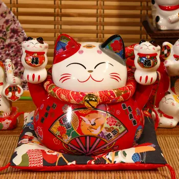 Japonská keramická kočka štěstí, prasátko, dárek k otevření obchodu s štěstím a prosperitou, dekorace na stůl pro domácnost. 8 nejlepší prodej velké keramické prasátko - №1