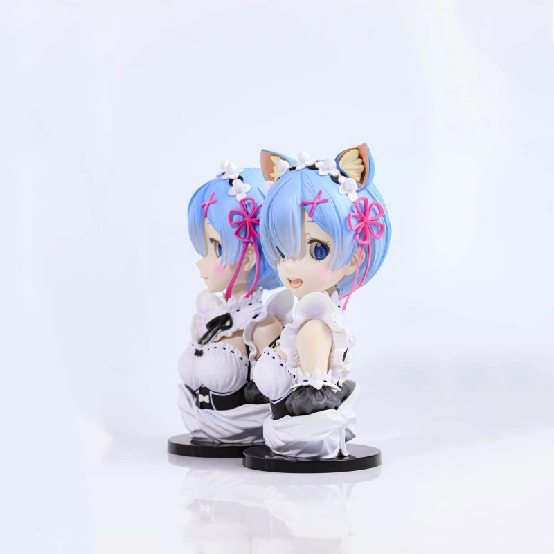 22cm Re-Starting Life In Another World- Rem Ram Cat Ear Maid Anime Figure Model Statue Collection Desktop Decoration Ornament