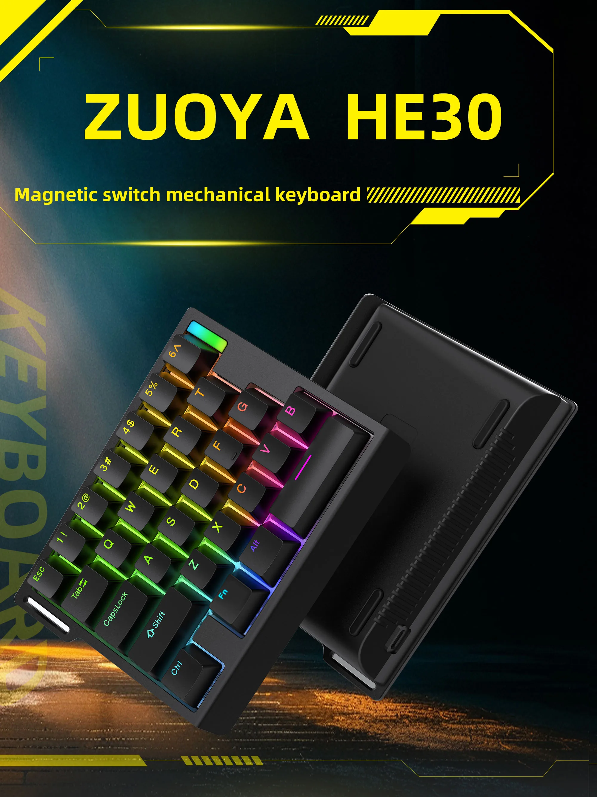 ZUOYA 29 keys HE30 Mechanical Keyboard One-handed RGB Magnetic Switch Smart Speed Quick Trigger E-sports Gamer Gaming Keyboard