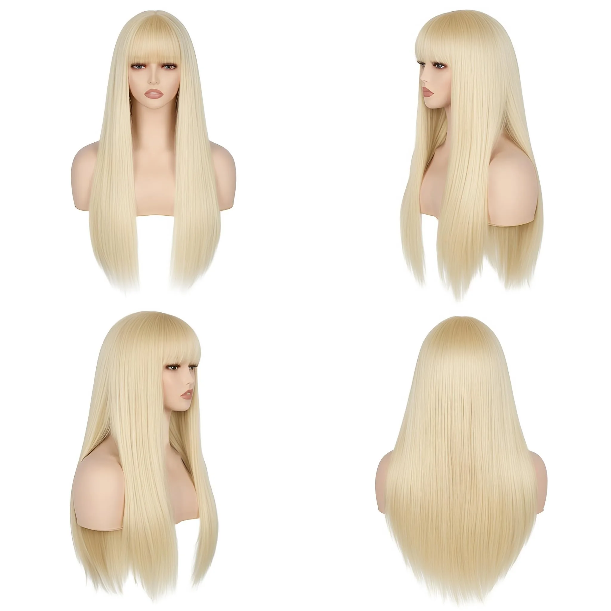 26-inch straight hair synthetic cosplay Halloween wig - Role-playing cos wig - High-temperature thread wig headband