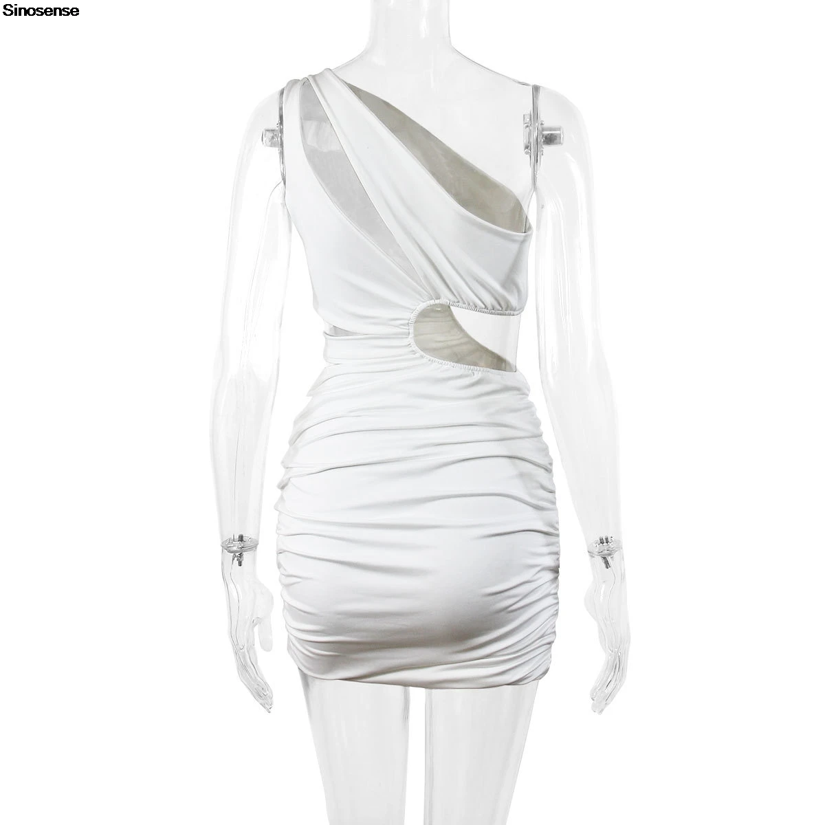Mulheres sem mangas um ombro bodycon mini vestido sexy corte ruched magro verão vestido curto y2k data noite fora clube vestido de festa