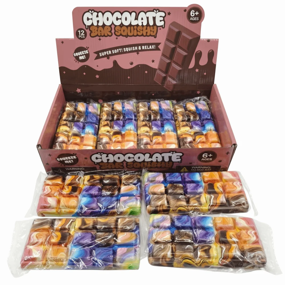 Vent Chocolate Block Shape Chocolate Squishy Slow Rising Slow Resbound Chocolate Squeez Simulated Colorful Fingertip Adults