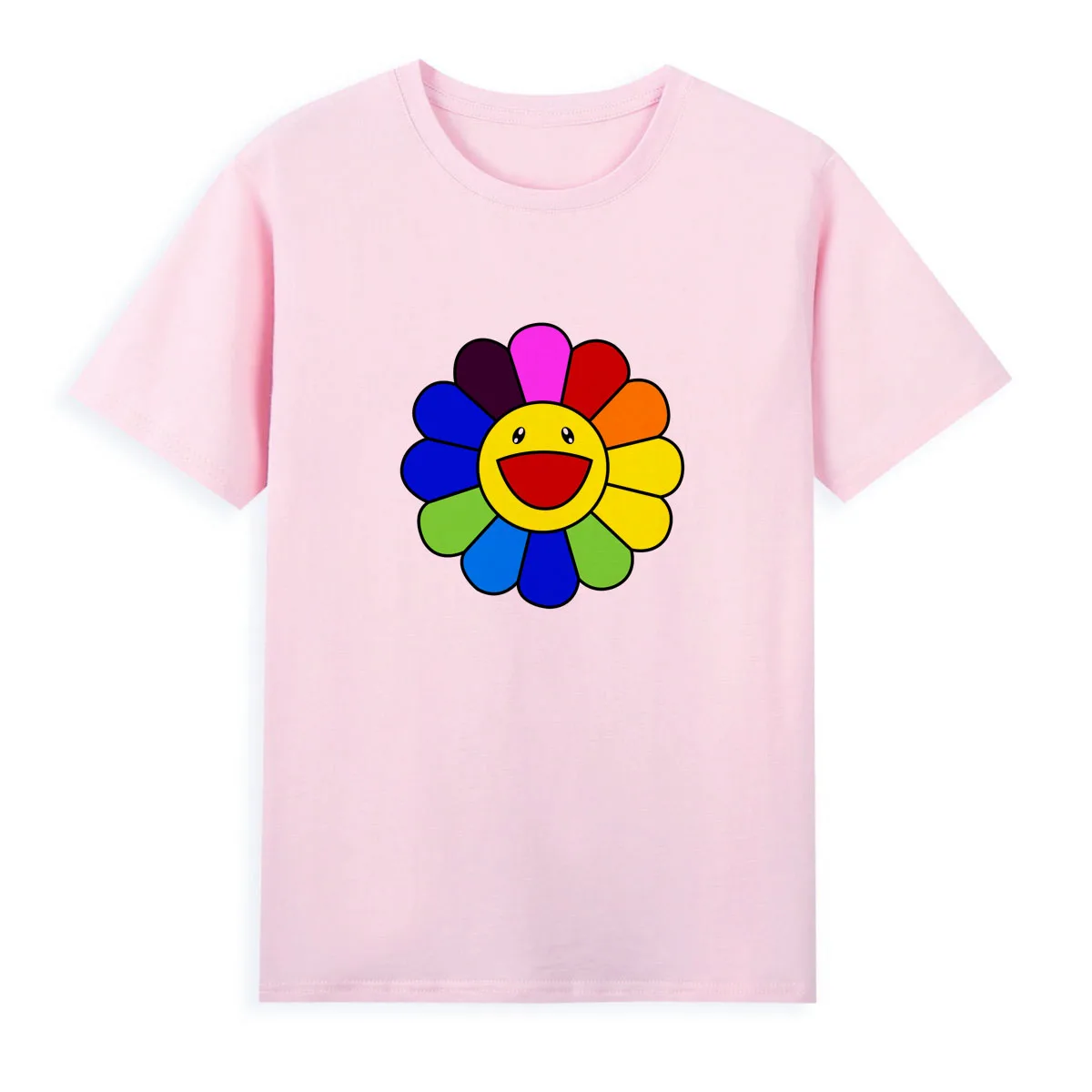 Colorful Sunflower Smiling Face T-shirt Cool Summer Women Clothing Hot Sale Brand Shirt Fashion Top Tees A0186