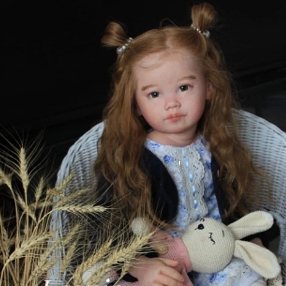 30inch Fully Assembled Leonie Finished Reborn Baby Doll Toddler Girl Rooted Curly Hair Cloth Body Toy