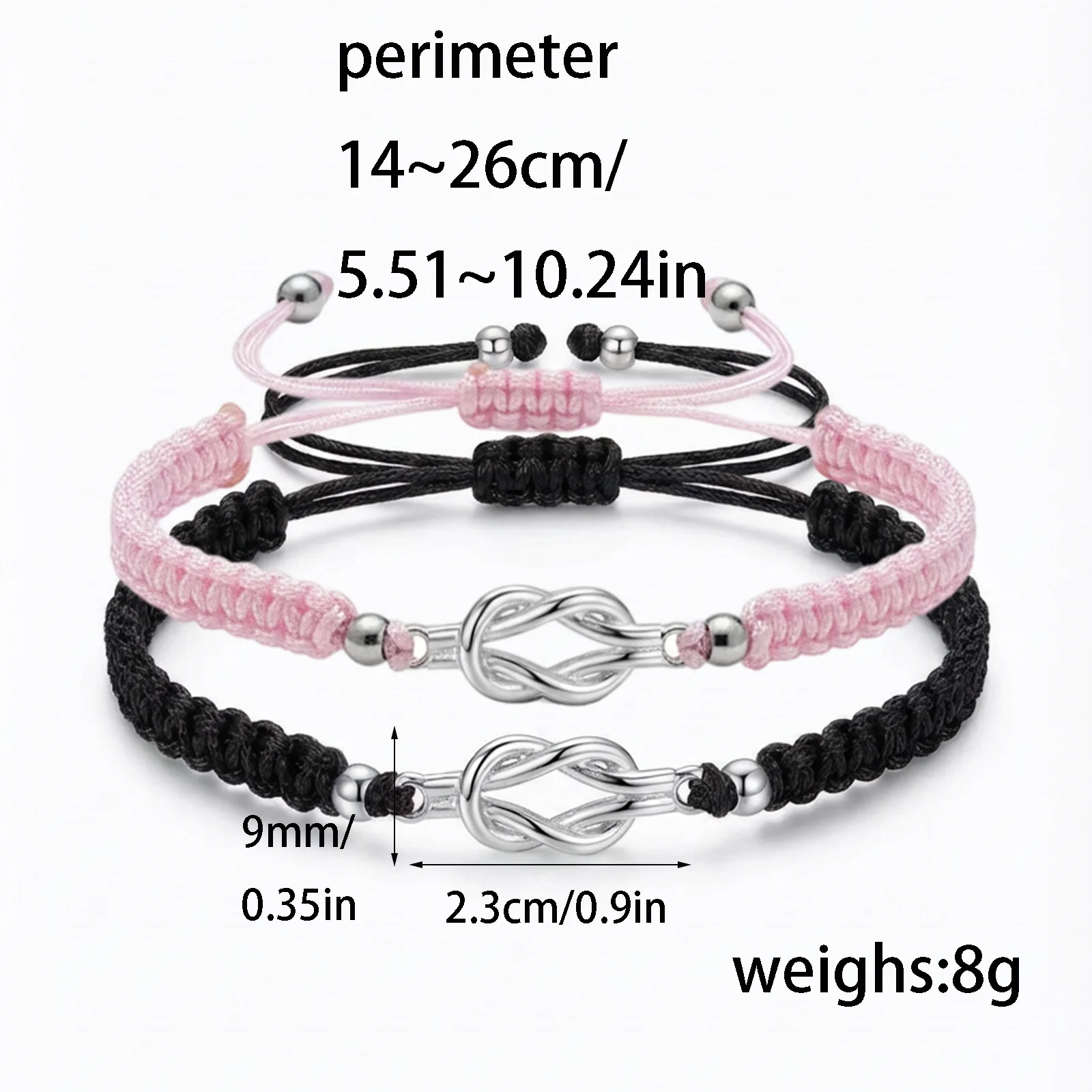Infinity Knot Couple Bracelet Set For Women Men Black Pink Adjustable Braided Rope Wristband Love Fashion Jewelry Gift