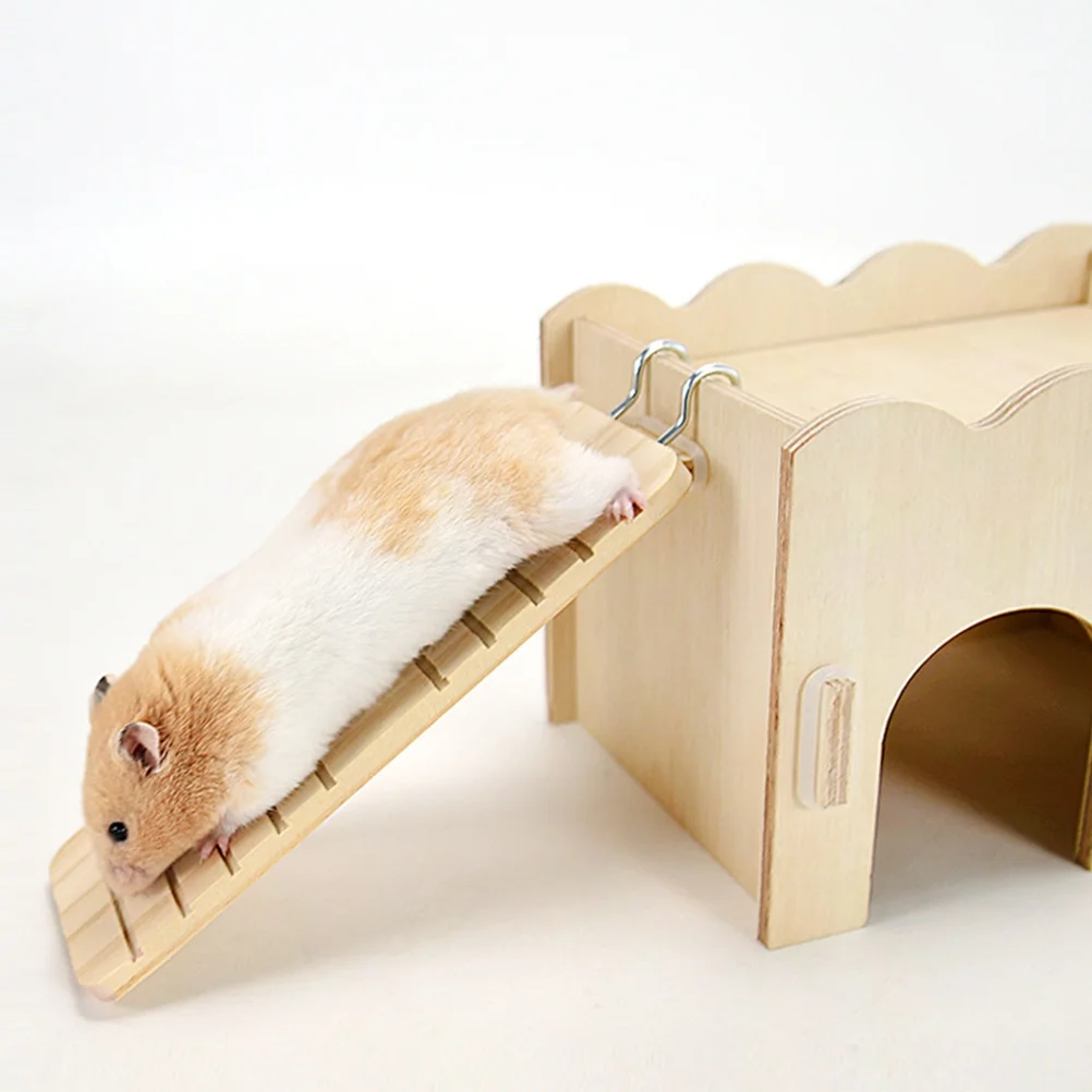

2pcs Solid Wood Hamster Ladder Natural Climbing Ramp For Small Pets Durable Exercise Ladder Hook Design Cage Accessory